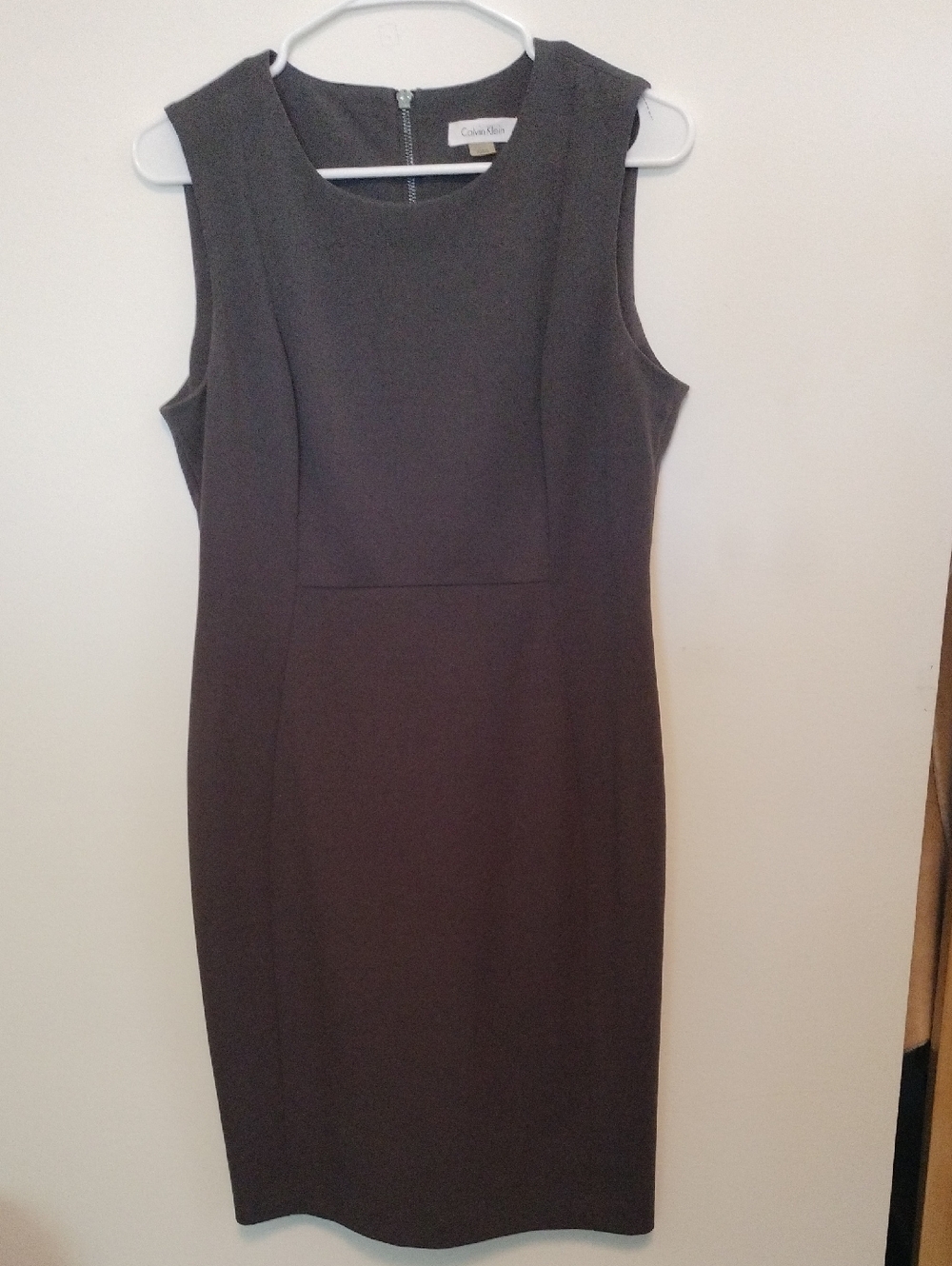 Calvin Klein Charcoal Sleeveless Midi Sheath Dress